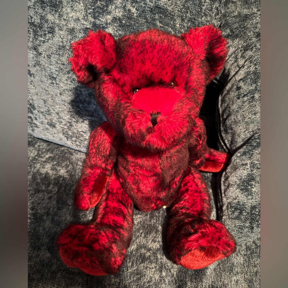 Vintage Vivid Red and Black Teddy Bear